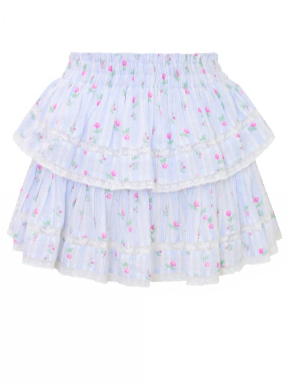 NWT LoveShackFancy Women's Ruffle Mini Skirt In Coastline Blue Size Medium